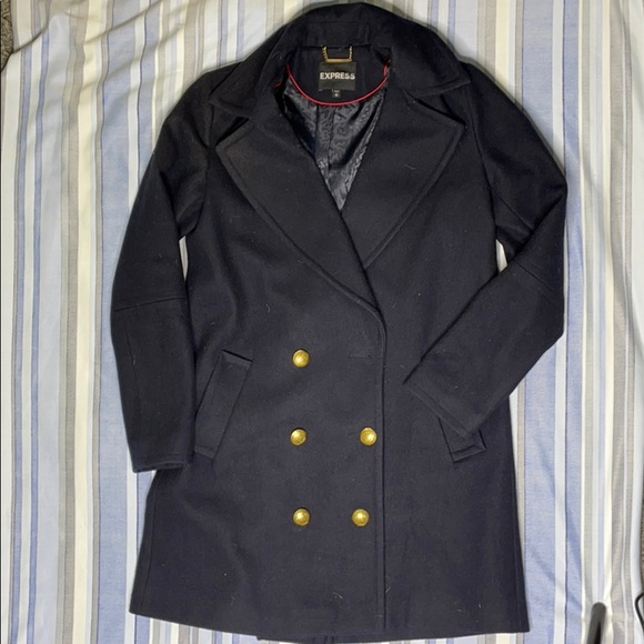 Express Jackets & Blazers - Express Navy Wool Peacoat